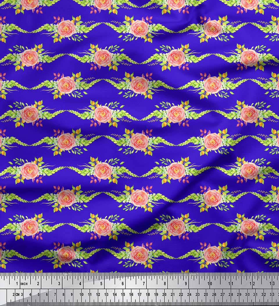 

Soimoi Brown Japan Crepe Satin Fabric Leaves & Camellias Floral Print Fabric by the metre 42 Inch 42 Inch Wide - Poly Crepe синій