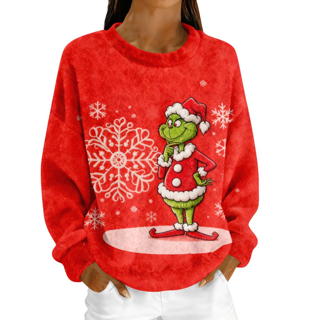 Damen Fleece-Hoodie Langarm Rundhals Lässig Bequem Locker geschnitten Leicht Damen-Hoodie