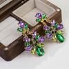 Charm Female Purple Green Zircon Stone Drop Earrings Cute Trendy Bridal Gold Color Dangle Wedding  For Women