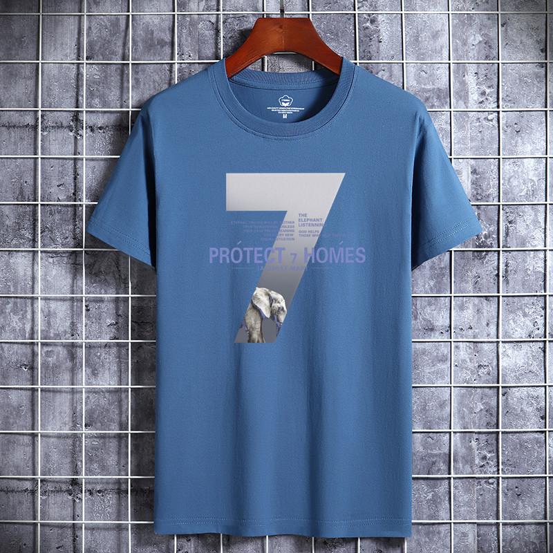 Men Short-sleeved T-shirt Cotton Summer Round Neck Shirt Korean Version of Loose Bottoming Sports T-Shirt