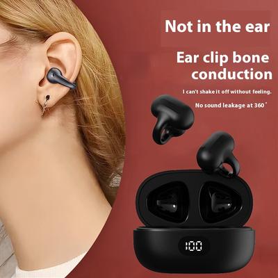 Słuchawki Bluetooth z przewodnictwem kostnym, wysoka moc, klips na ucho, bezprzewodowe, długa żywotność, cyfrowy wyświetlacz, słuchawki sportowe