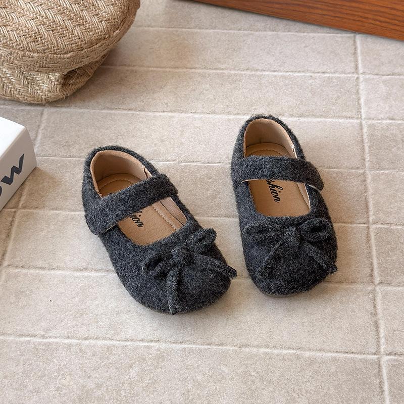 

Girls suede leather shoes, new spring and autumn style, sweet bow princess flats, shallow loafers 25 темно-сірий