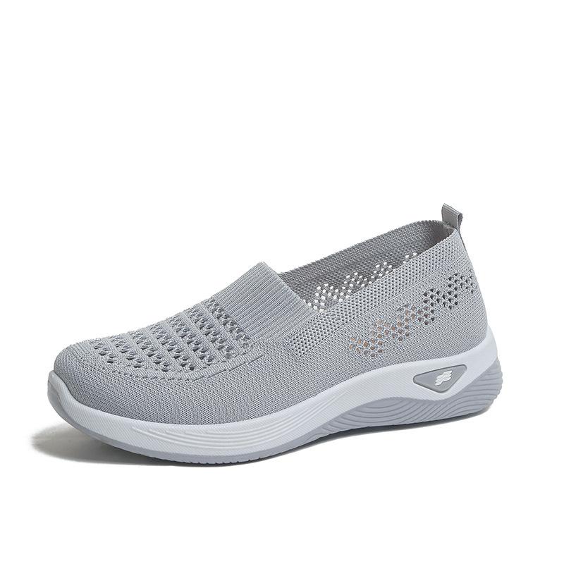 Damskie oddychające wsuwane sneakersy lekkie codzienne buty do chodzenia z okrągłym noskiem wygodne sneakersy