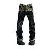 Women's Plus Size Retro Camo Patchwork Straight Leg Hip Hop Jeans