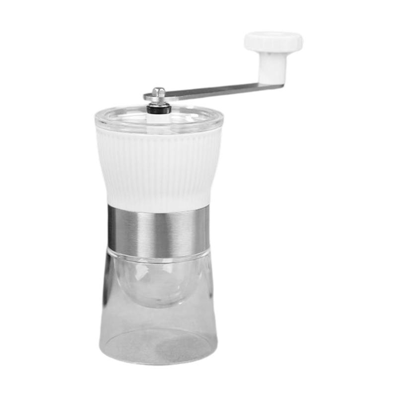 Stainless Coffee Grinder Adjustable Coarseness Ceramic Burr Removable 160ml Glass Bowl