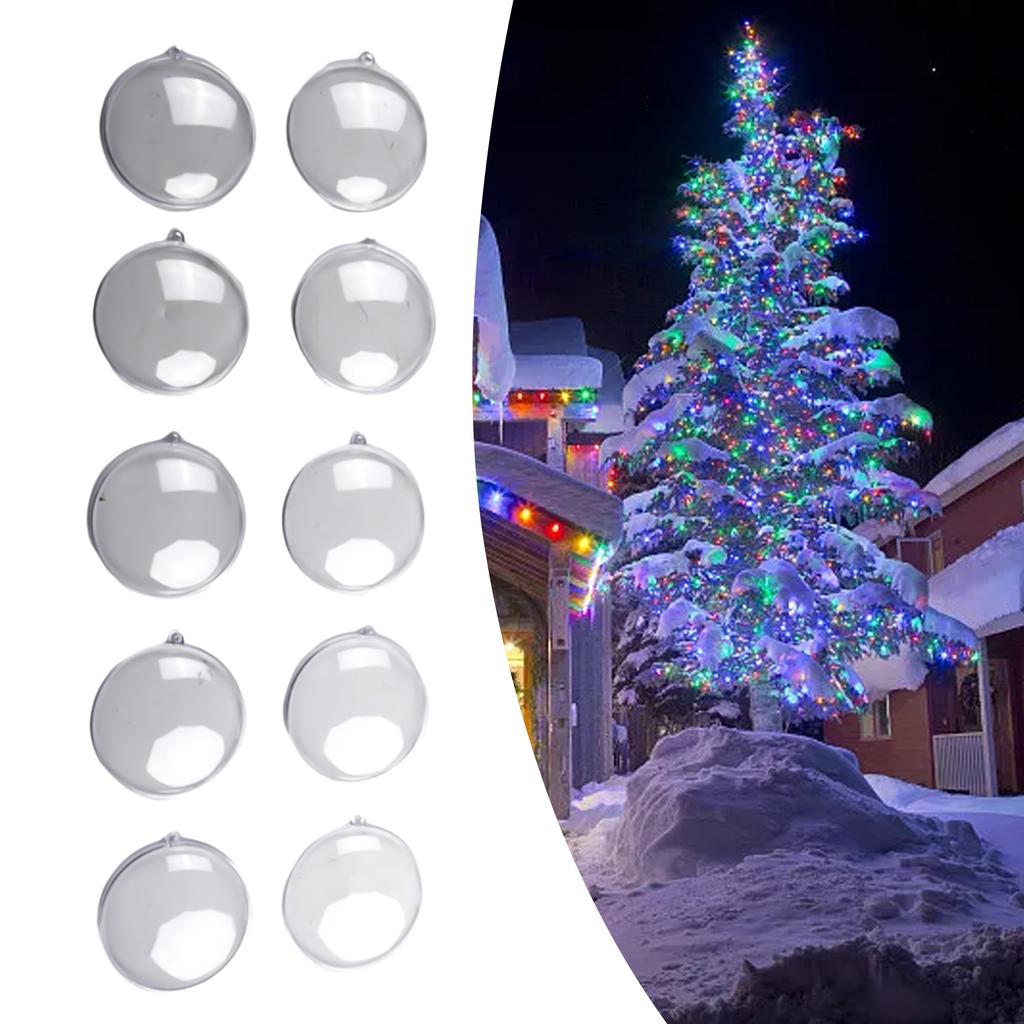 10Pcs 7/9/11 Cm Christmas Balls Plastic Clear Flat Ball Home Decor Wedding Candy Christmas Gifts Box Xmas Tree Decoration