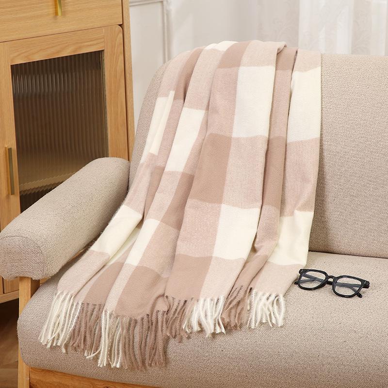 2025 Autumn/Winter Plaid Scarf for Women - Sweet Japanese & Korean Style, Warm Neck Warmer, Fashionable Imitation Cashmere Shawl