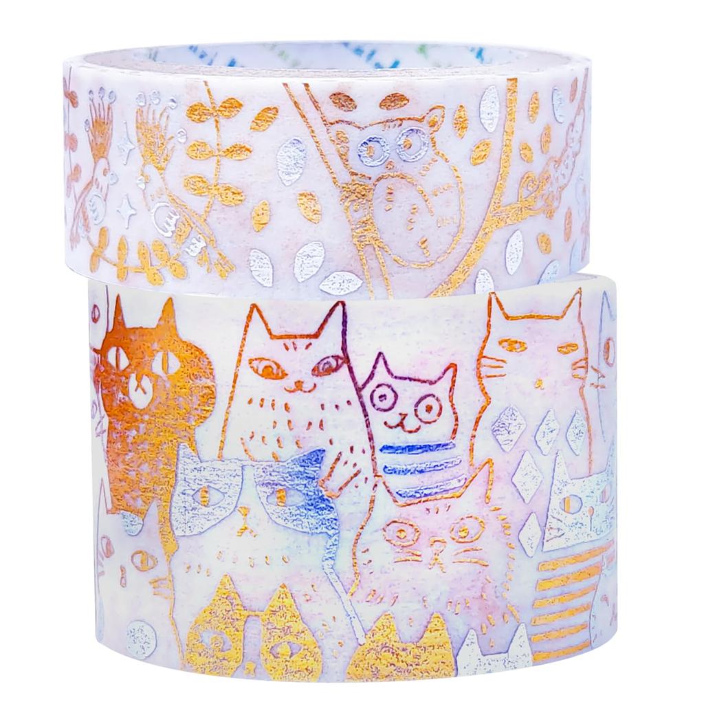 Foil Sparkling Masking Star Set of 2 Animals Many Shinzi 3m Roll Seal-do Japanese-made Two-Color Tape, Akari, Rolls, & Cats, Katoh, (ks-dt-20110)