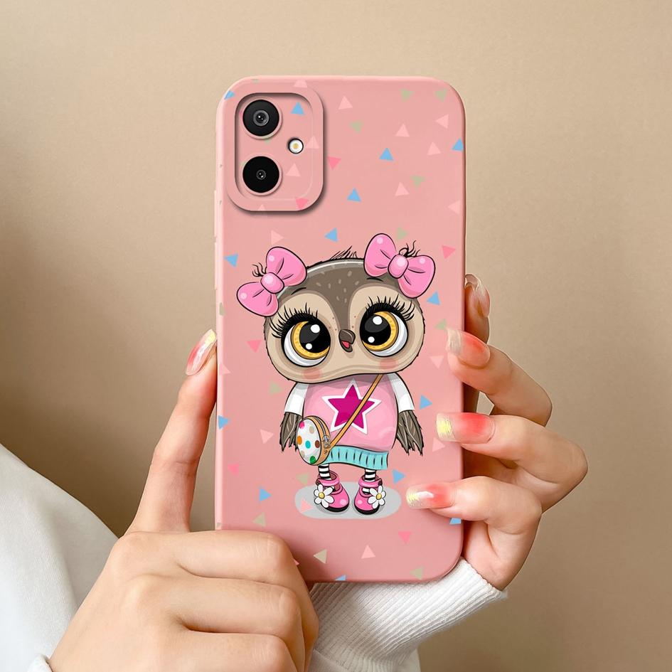 Lovely Cat Owl Pink Phone Cases For Samsung Galaxy F06 A06 F16 M06 M16 S25 Edge Liquid Silicone Dustproof Protective Covers For Samsung Bumper Housing