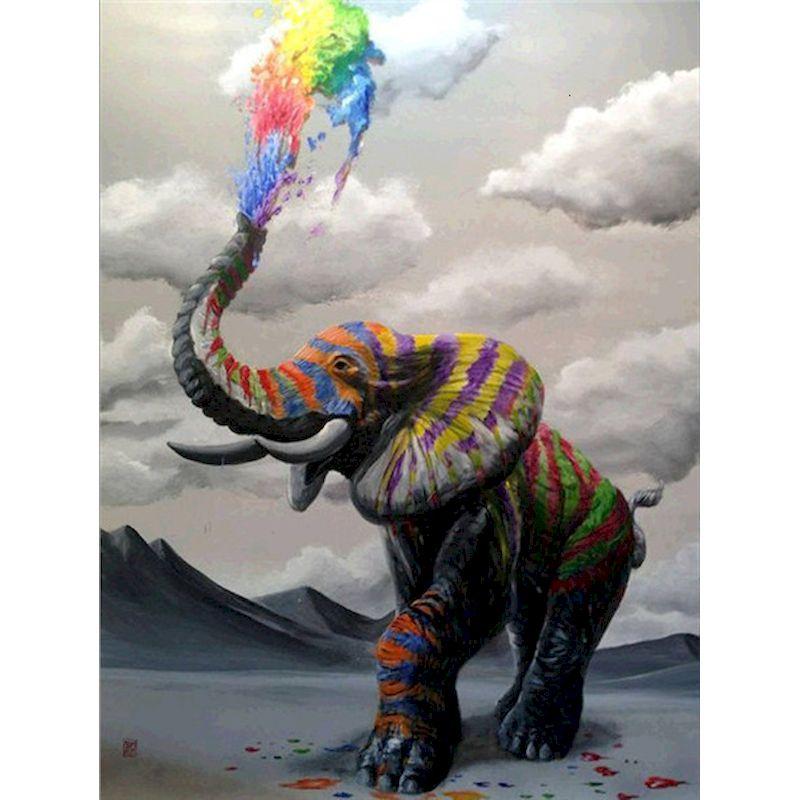 Full Round Handmade Diamond Mosaic Elephant Diamond Embroidery Animals Art Painting Crafts Needlework Home  Decoratio