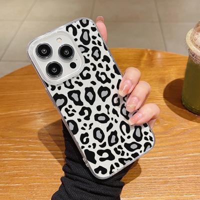 For iPhone 16 Pro Max 15 Pro 14 13 12 Mini 11 Shell Glitter Silicone Leopard Marble Pattern Soft Shockproof Slim Clear Phone Case