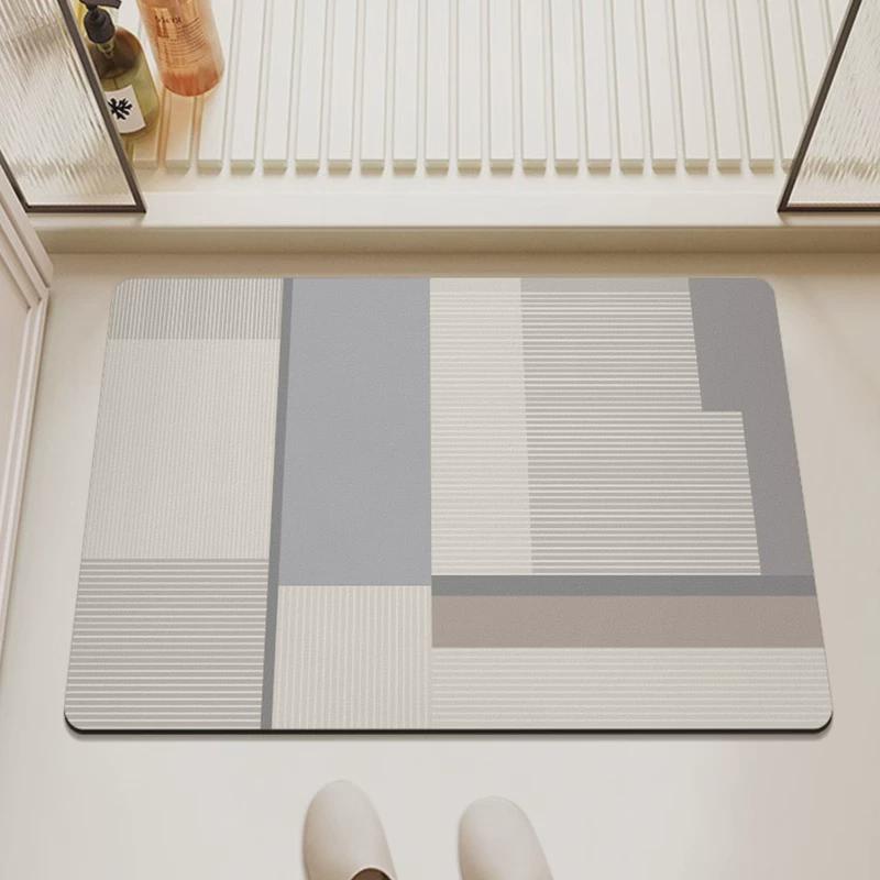 Bathroom Floor Mat, Water Absorbent and Anti Slip Soft Diatomaceous Earth Floor Mat, Toilet Foot Mat