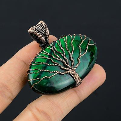 Tree Of Life Green Flash Labradorite Gemstone Copper Wire Wrap Handmade Pendant Jewelry For Gift