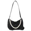 Women's Shoulder Bag Trendy Retro Handbag Canvas Bag Bow-Embellished Pearl Handbag For Trend-Setting Street Fashi Evening Out