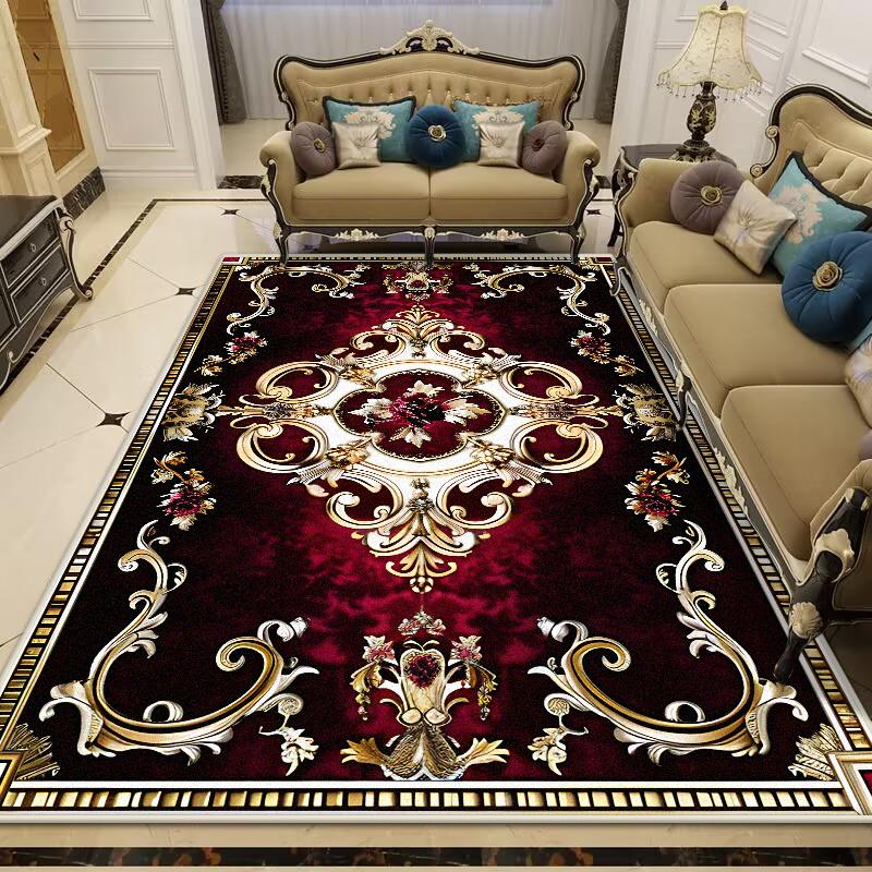 European Style Large Size Luxury Rugs Living Room Flower Design Fluffy Room Decor Bedroom Carpet Easy Cleaning Sofa Table Mat