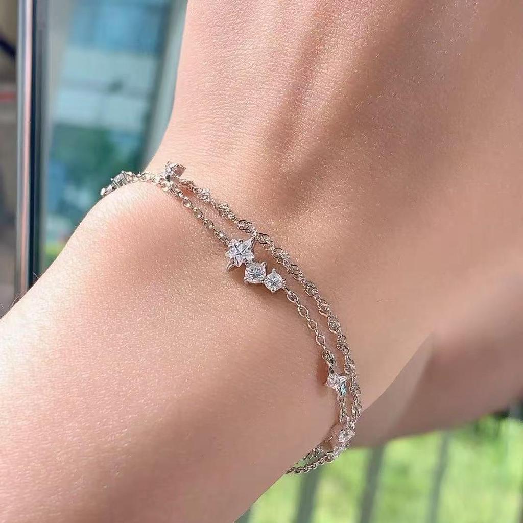 Double Layer Zircon Star Bracelet - Luxe, Versatile, High-End Design