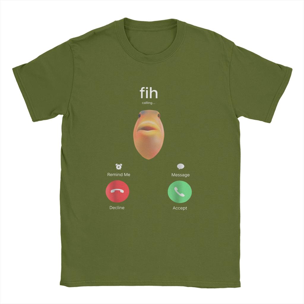 Fih Calling Remind Me Message Men T Shirts Casual Tee Shirt Short Sleeve Crewneck TShirt Cotton Graphic Clothes