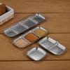 2Pcs Stainless Steel Korean Sauce Dish Irregular Shape Industrial Style Condiment Dish Vintage Separated Seasoning Tray BBQ