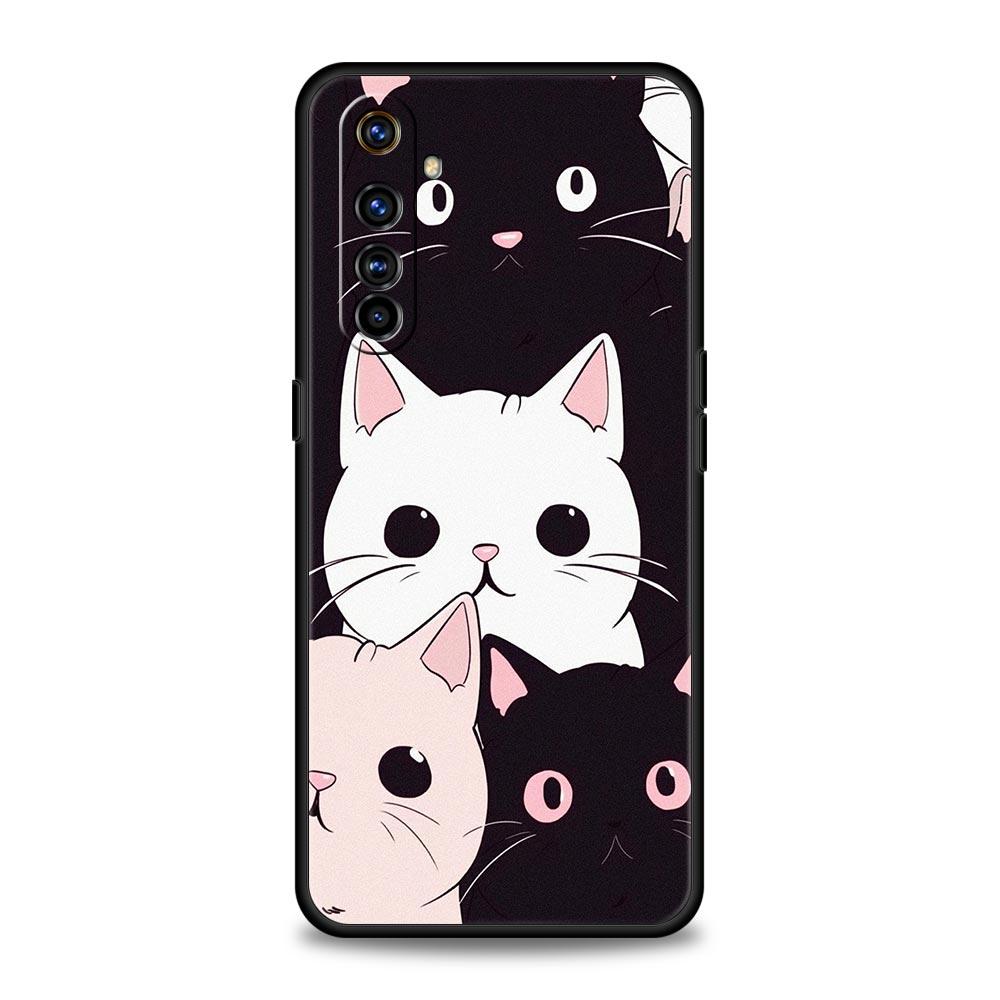 Cute Cat Phone Case For Realme 12 11 10 9 8 5G 7 6 GT5 GT3 GT2 Pro Plus C21 C11 C25 C35 For Realme GT Neo 2 3 3T Soft 5 Cover