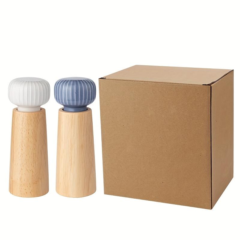 2 Stück nordischer dänischer manueller Pfeffermühle und grobe Salzmühle, Keramikkern für Gewürze und schwarze Pfefferwürzmischungsflasche. Large Two Piece Set