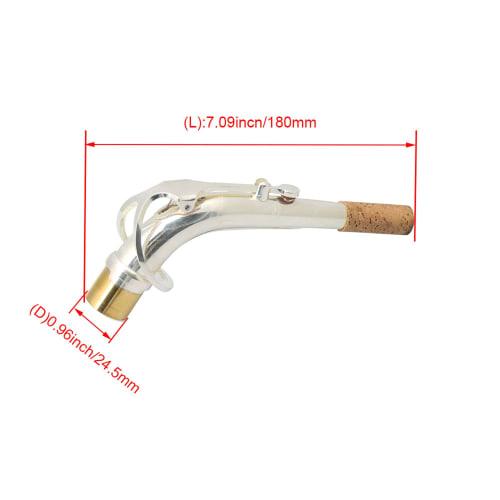 Bstinay Elbow Bend Neck for E-Flat Alto Saxophone, Engraved, Brass, Silver Plated