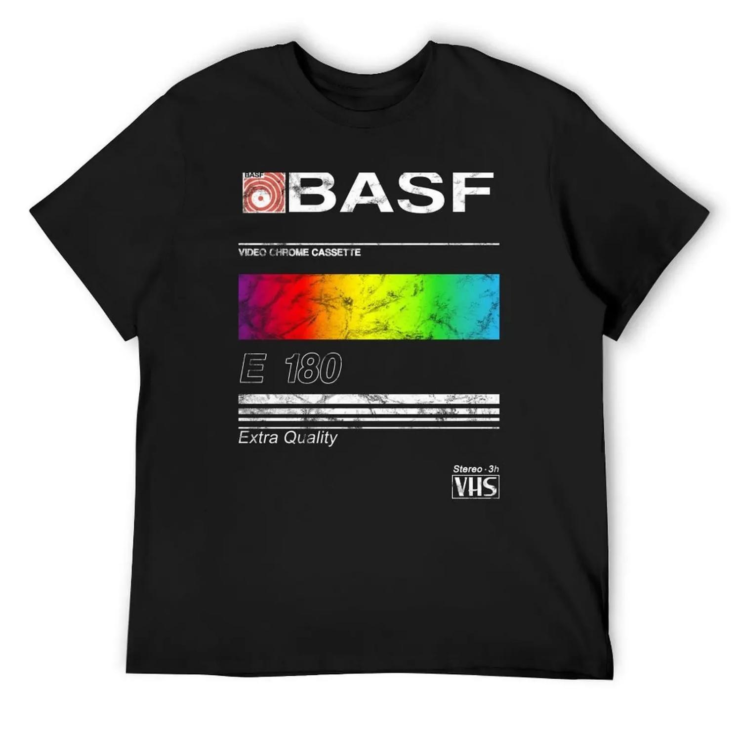 BASF Винтажная обложка VHS Футболка милые топы оверсайз графическая футболка дизайнерские рубашки футболка класса люкс одежда класса люкс мужчины S чёрный