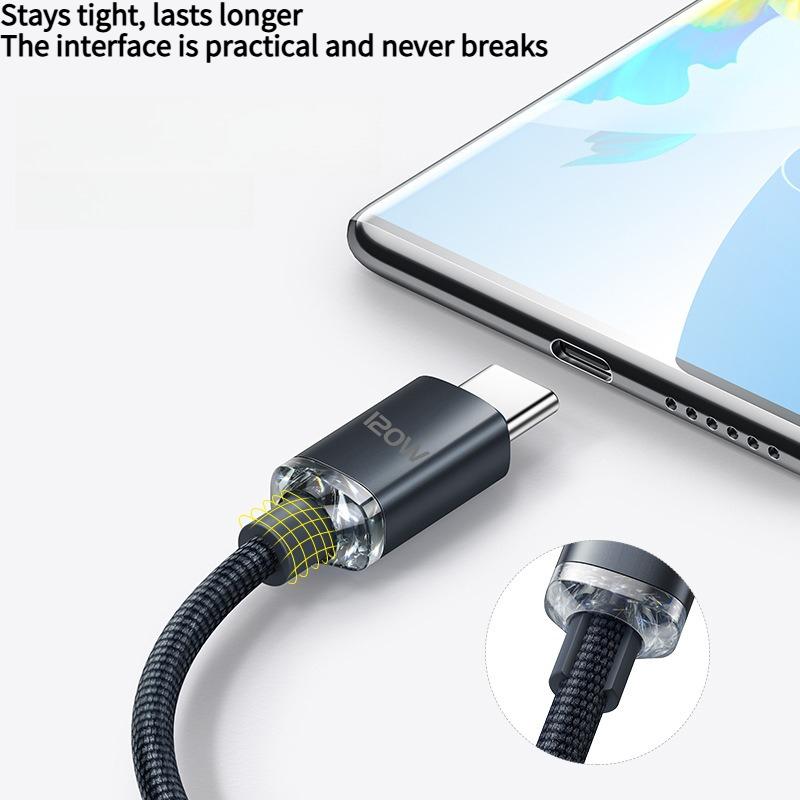 1PC 120W Fast Charging Braided Dual Typec Data Cable PD Flash Charging C to C Charger Cable