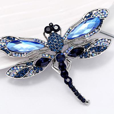 Blaue Kristall Vintage Libelle Broschen Für Frauen Hochwertige Mode Insekt Brosche Pins Mantel Zubehör Tier Schmuck Geschenke
