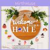 Stylish Wooden Door Sign With Green Leaves And Butterfly Bow For Summer Decor
