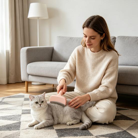 Grzebień do pielęgnacji zwierząt V-kształtny gęste zęby Szczotka do wyczesywania sierści kotów Zakrzywiona szczotka do pielęgnacji z ergonomicznym uchwytem do krótkiej lub długiej sierści psów kotów
