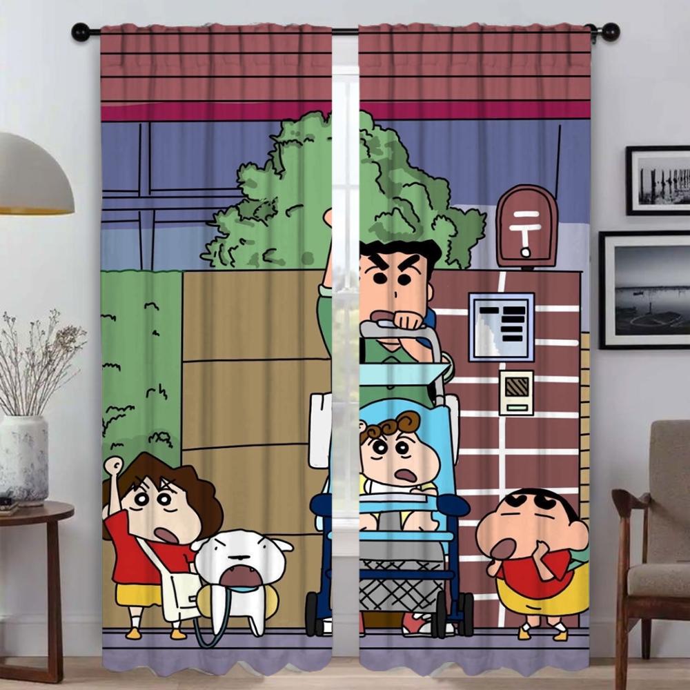 CrayonS ShinS ChanS Blackout Curtains for Living Room Curtain Shades Tulle for Bedroom Home Interior Curtains 2 Pieces Partition