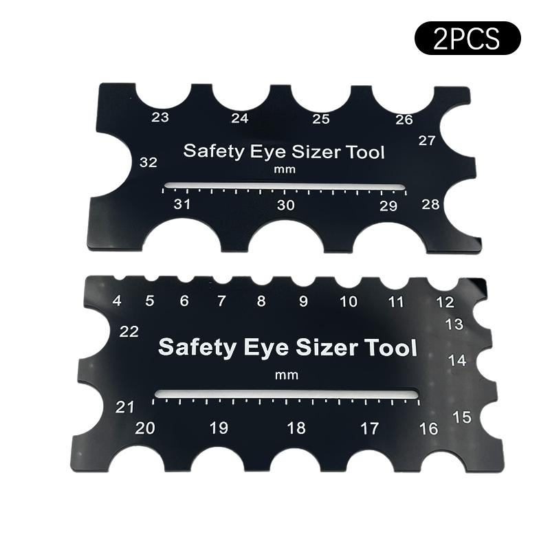 

Safety Eye Sizer Tool Set for Plush Toys - 2-Piece Ruler Gauge for Measuring Craft Eyes (5-32mm)