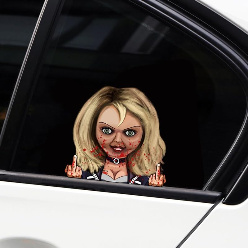 Horror Halloween Peeking Car Sticker Funny Peeking Decal for Car Window Bumper Waterproof Vinyl Car Sticker Vehicle Truck Laptop Wall Car Halloween Horror Bride