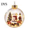 Transparent Holiday Bulbs 3D Christmas Animal Faux Crystal Ball Ornament, Lighted Acrylic Hanging Decor with Hedgehog Penguin Panda, LED Tree Pendant,