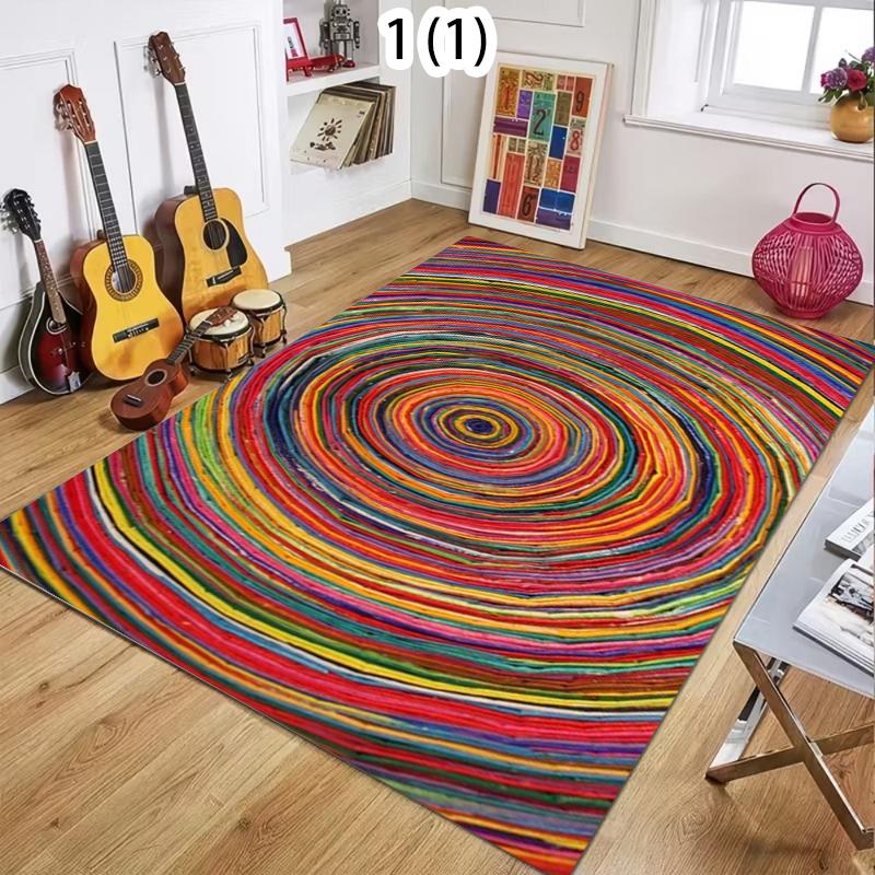 Green Abstract Wave Area Rug Non-Slip Washable Floor Mat Dark Doormat Natural Boho Carpet for Living Room Bedroom Minimalist