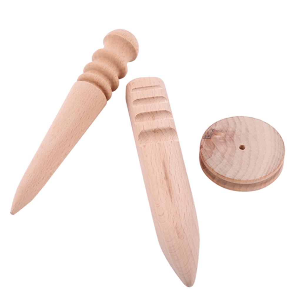 3 Types Wooden Leather Edge Burnisher Polished Grinding Tool(3 In 1 Set)