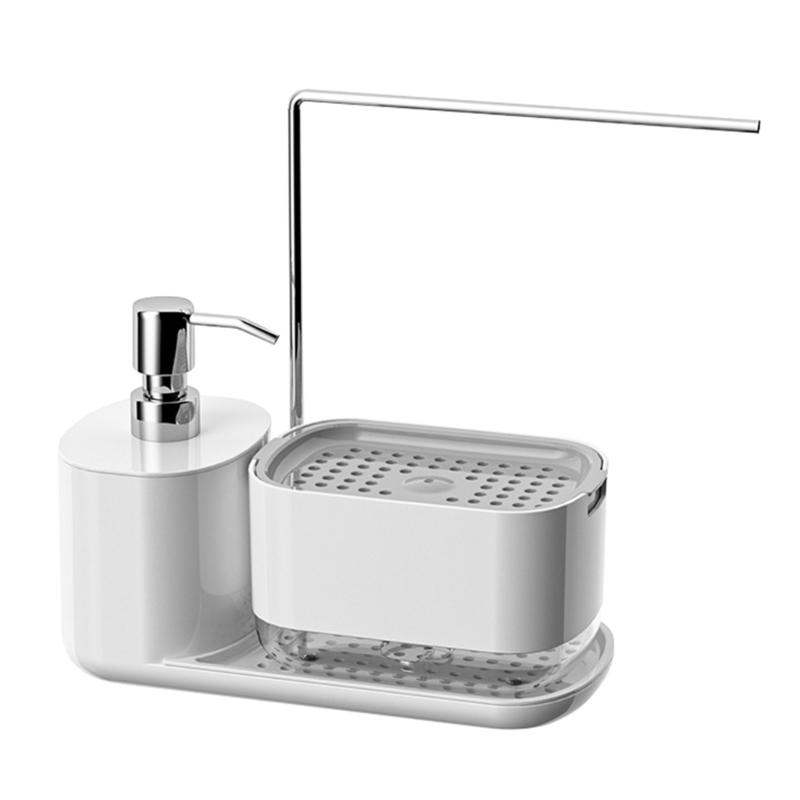 2 in 1 Soap Dispenser and Sponges Holder Practical Dish Soap Dispenser Soaps Pump Dispenser for Kitchen Bathroom
