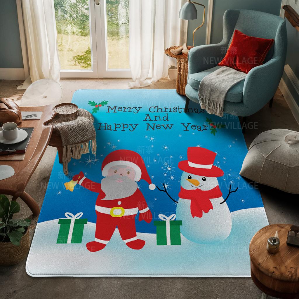 House Entrance Carpet Home Door Mat Living Room Bath Foot Bathroom Non-slip Water Absorption Rugs Bath Merry Christmas Winter