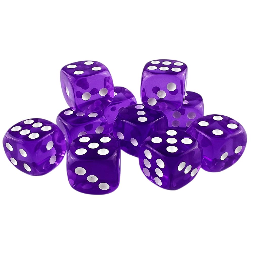 Candy Color Dice 10pcs 6 Sided Translucent Dice Acrylic Game Dice Set