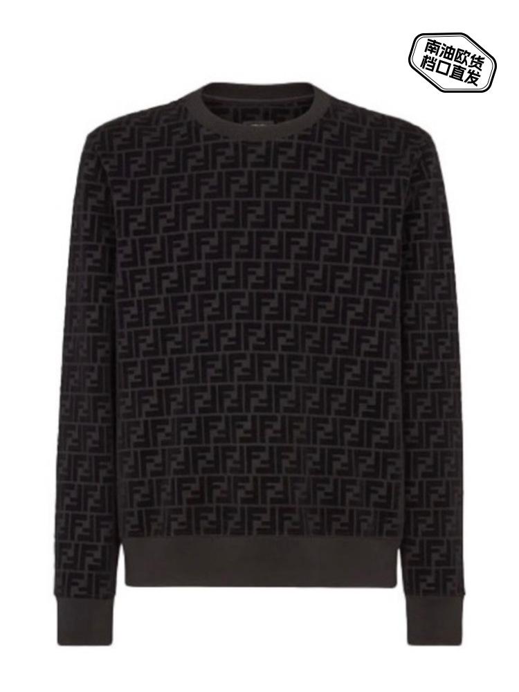 Unisex Černá Žakárová Pletená Mikina s Designem Písmen, Dlouhý Rukáv, Kulatý Výstřih