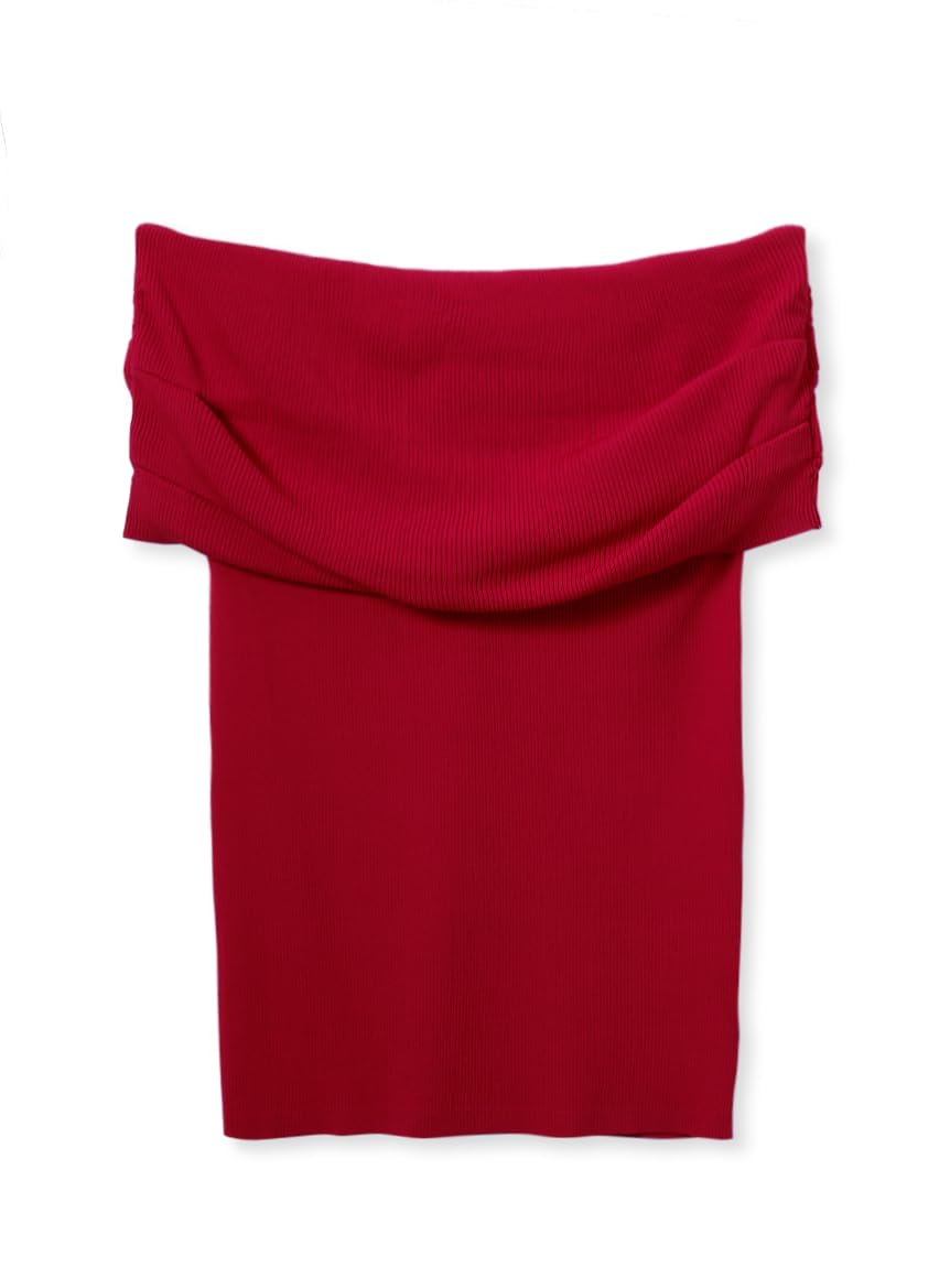 

Mira Owen Cool Rib Knit 09WNT252221 Red Off-the-Shoulder Women s