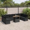 Ensemble de Canapé de Jardin de 11 Pièces avec Coussins en Poly Rattan Noir, Canapé de Jardin 2 Places avec Rangement &amp; 3358123
