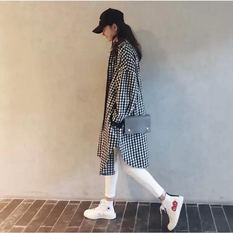 Korean Style Loose Lazy Style Sub-shirt Women's Mid-length Large Size Casual Long-sleeved Shirt Versatile Cardigan Jacket