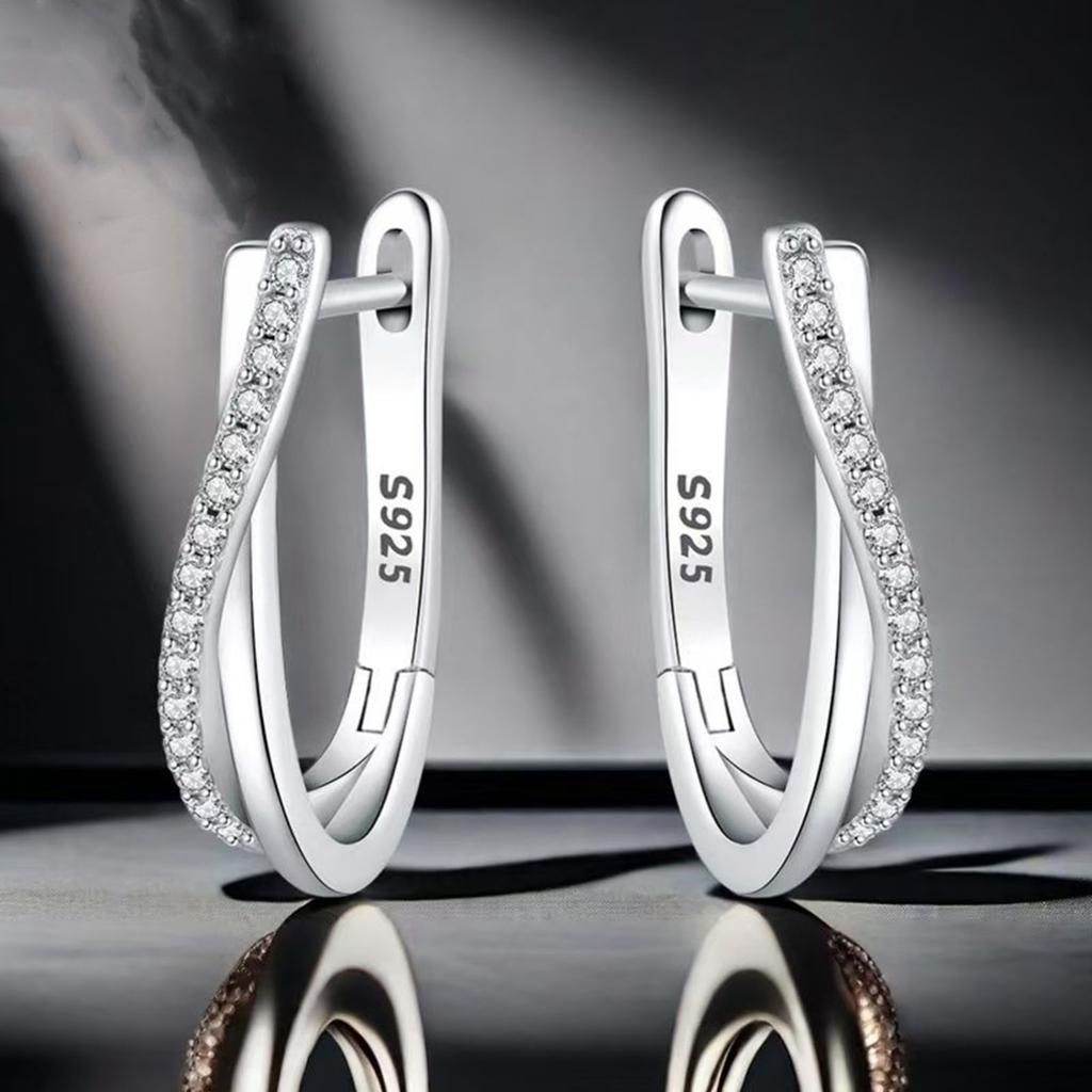 925 Silver Star Twisted Line Earrings Jewelry Versatile Hoop Earrings For Women Jewelry Fine Birthday Party Gifts
