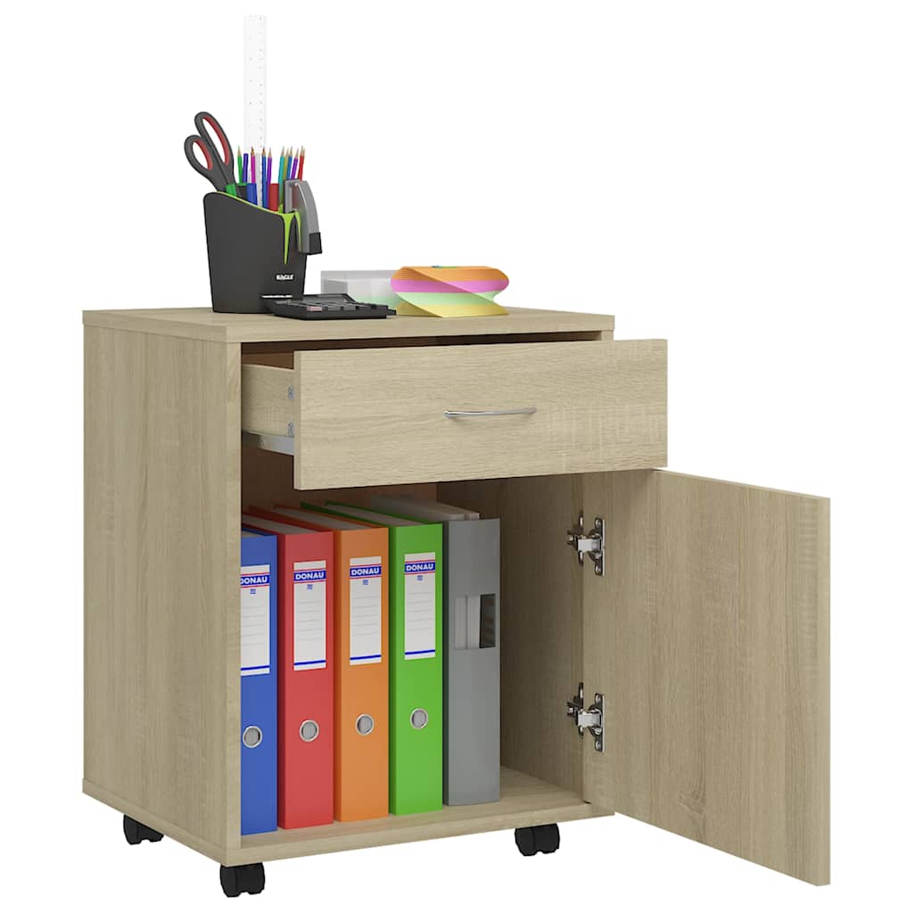 Mobile Filing Cabinet in Sonoma Oak Finish 45 x 38 x 54 cm Particleboard