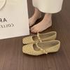 Versatile and Not Tired of Feet, One-word Buckle Strap, Square Head, Mary Jane Shoes, Fairy, Breathable, Hollowed Out, Flat-bottomed Ballet Single Sh