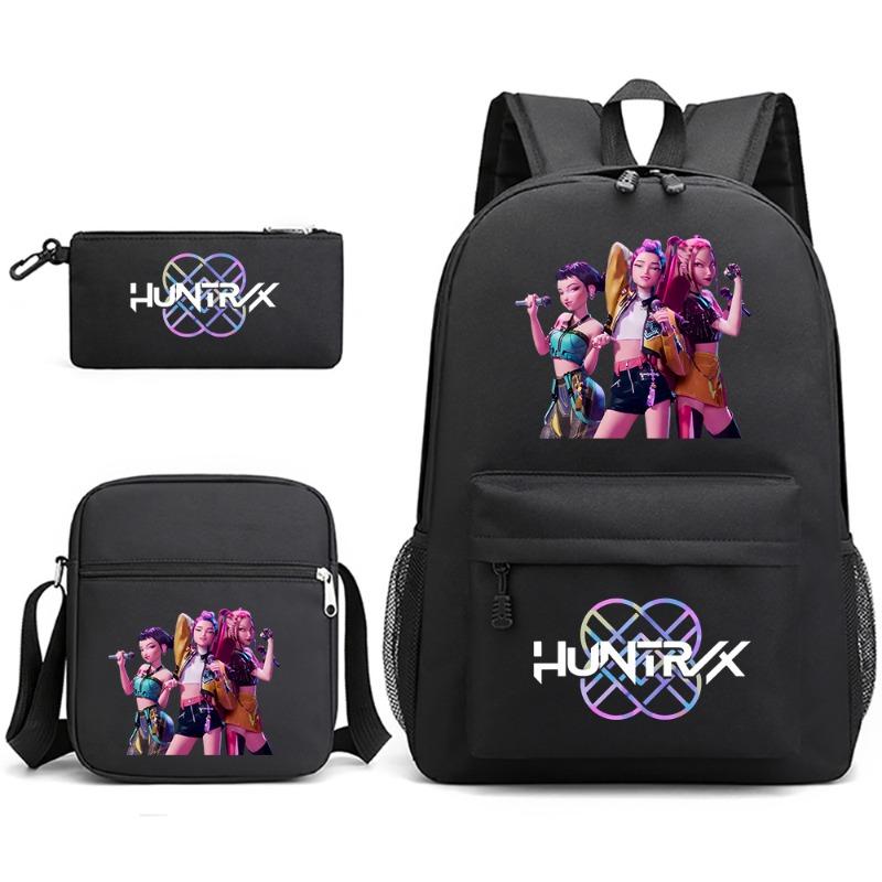 Kpop demon hunters witch hunters printed student schoolbag backpack shoulder pencil case three-piece set