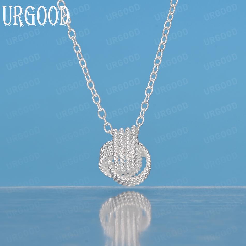 925 Sterling Silver Fashion Jewelry Woven Pendant Necklace Wedding Gift