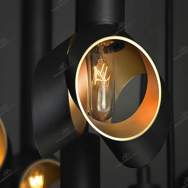 Postmodern Creative Minimalist All Copper Ceiling Chandeliers Over Dining Table Staircase Home Decor Living Room Lamps Black