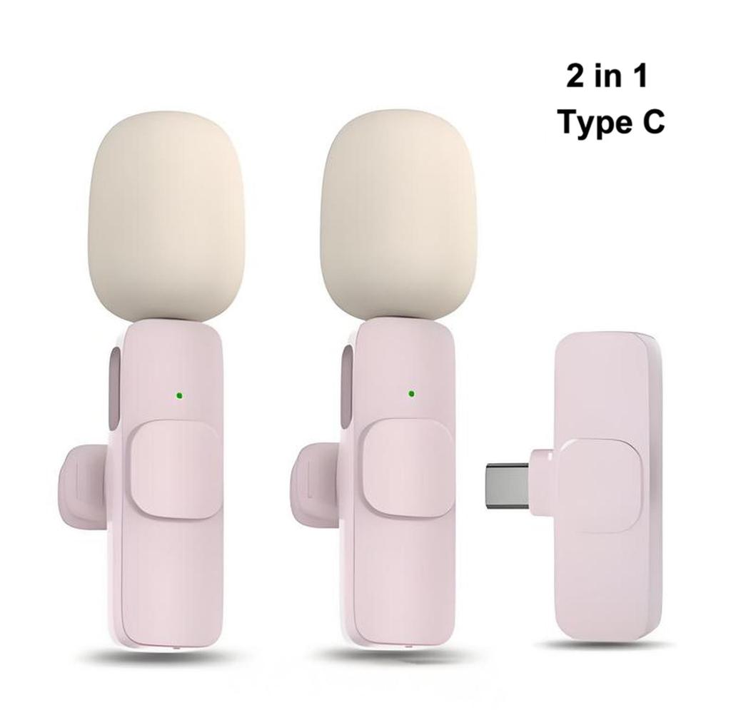 2.4G Wireless Lavalier Microphone Audio Video Recording Mini Mic with Receiver for iPhone Android Live Broadcast Gaming Phone